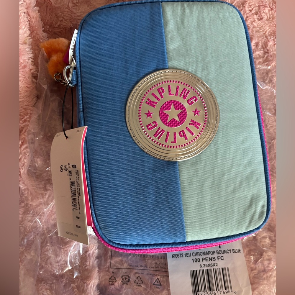 Kipling 100 pen case bouncy blue nwt